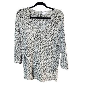 J.Jill women's Large loose knit 100% Cotton lagenlook beach minimalist